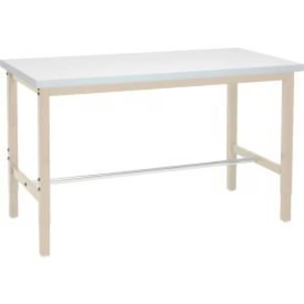 72 x 30 Adj. Height Workbench Square Tube Leg - Laminate Square Edge - Tan, Global Equipment, Mfr#: 237373TN